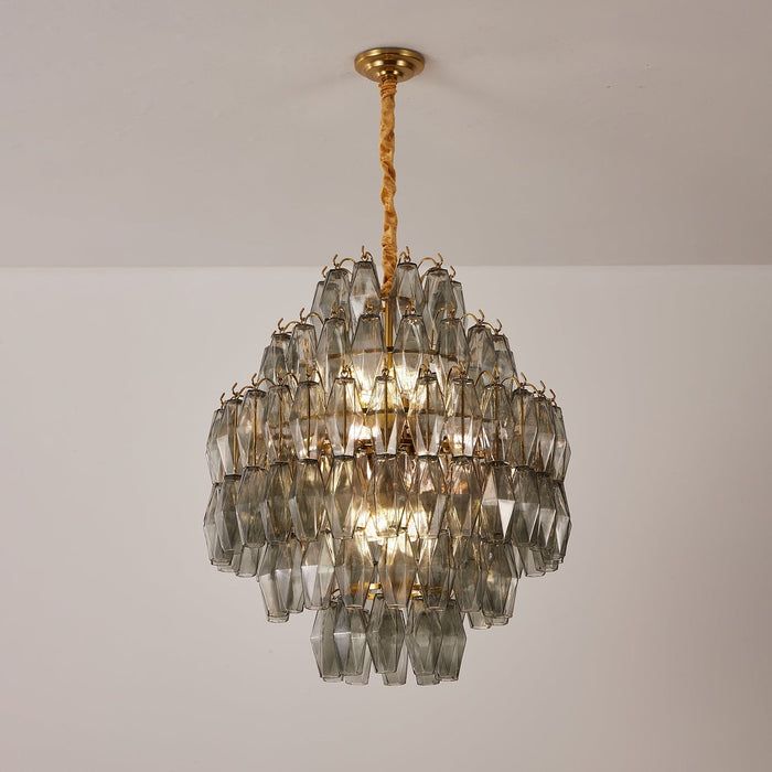 Smoke Gray Prism Round Chandelier - Simprolos