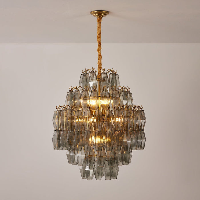 Smoke Gray Prism Round Chandelier - Simprolos