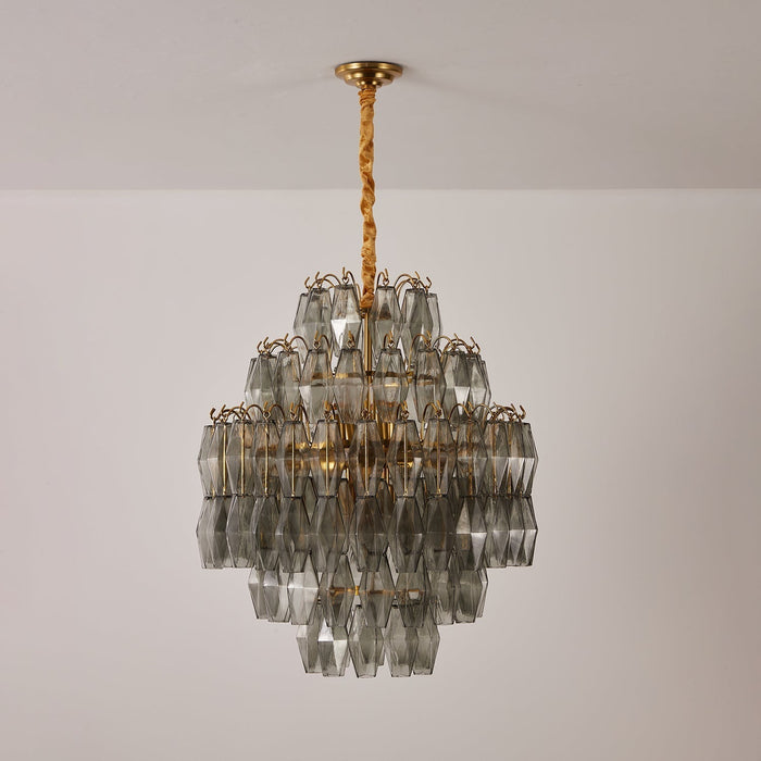 Smoke Gray Prism Round Chandelier - Simprolos