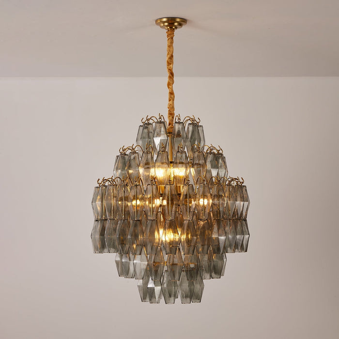 Smoke Gray Prism Round Chandelier - Simprolos