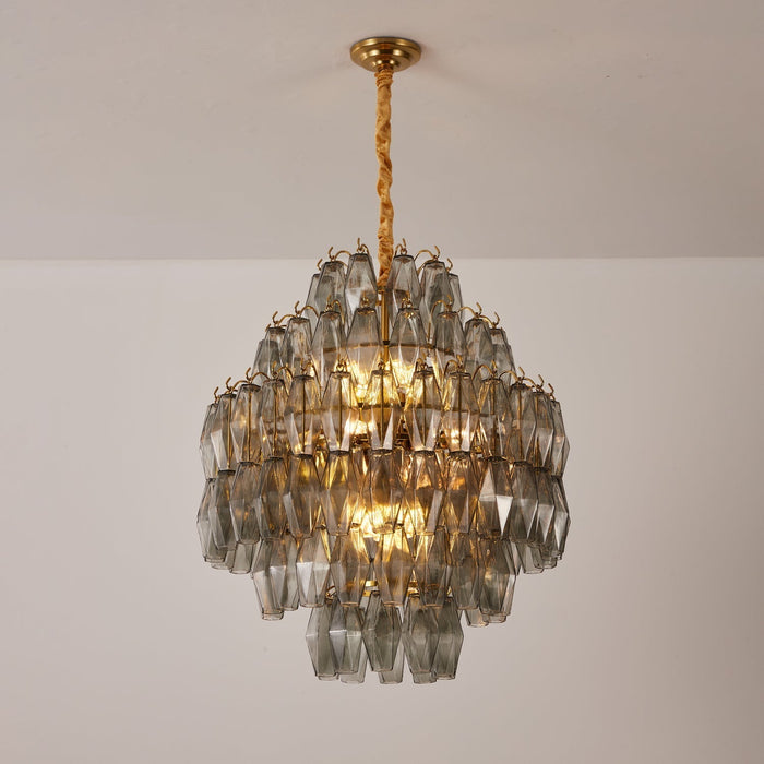 Smoke Gray Prism Round Chandelier - Simprolos