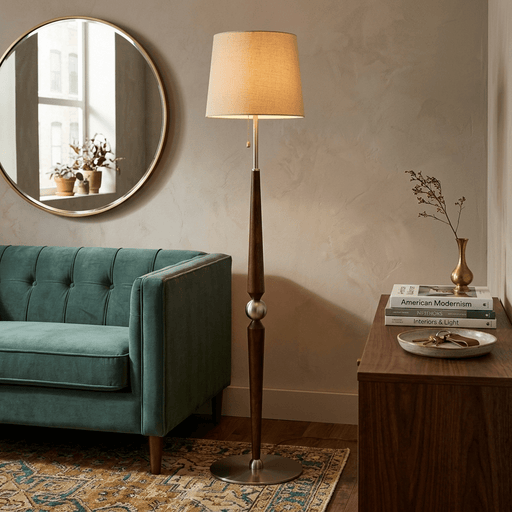 Solenne Sculpted Wood Floor Lamp - Simprolos