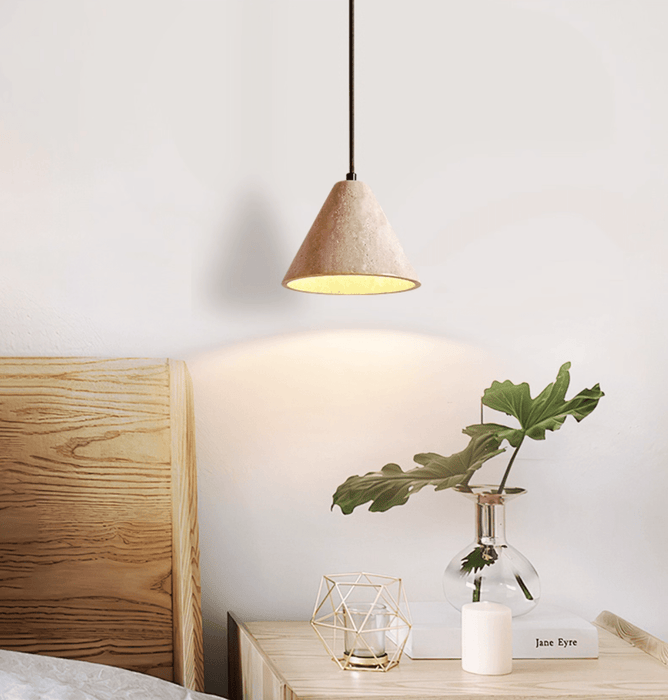Solis Cone Travertine Pendant Lamp - Simprolos