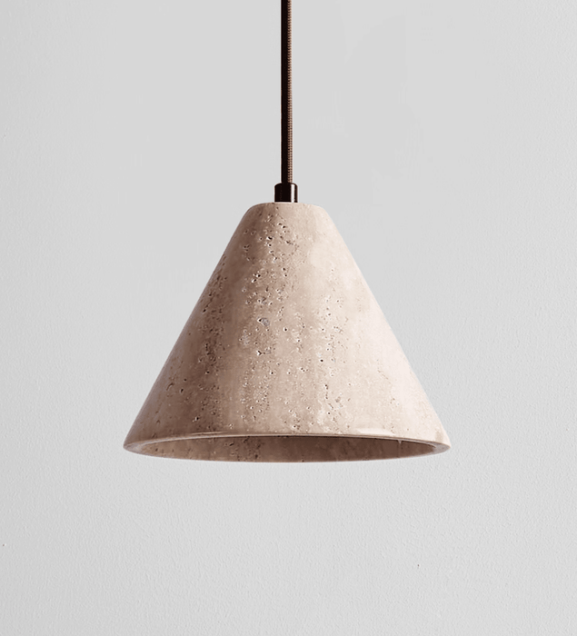 Solis Cone Travertine Pendant Lamp - Simprolos