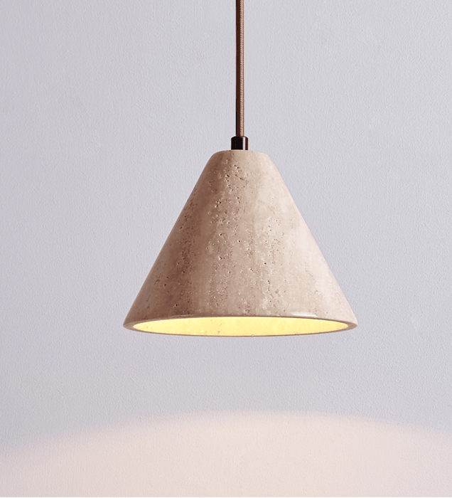 Solis Cone Travertine Pendant Lamp - Simprolos