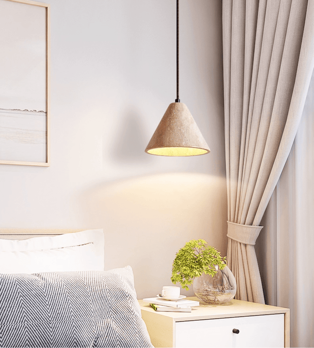 Solis Cone Travertine Pendant Lamp - Simprolos
