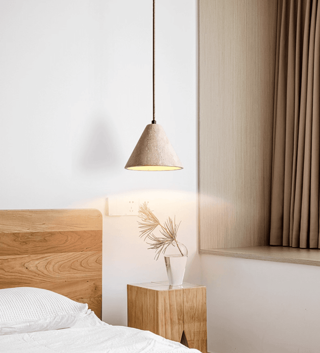 Solis Cone Travertine Pendant Lamp - Simprolos