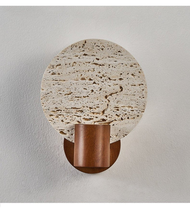 Solis Travertine Round Wall Light - Simprolos