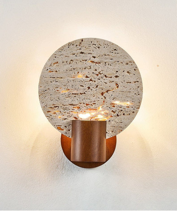 Solis Travertine Round Wall Light - Simprolos