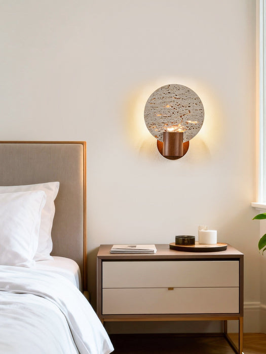 Solis Travertine Round Wall Light - Simprolos