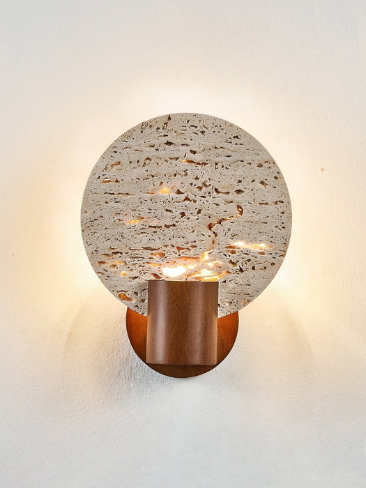 Solis Travertine Round Wall Light - Simprolos