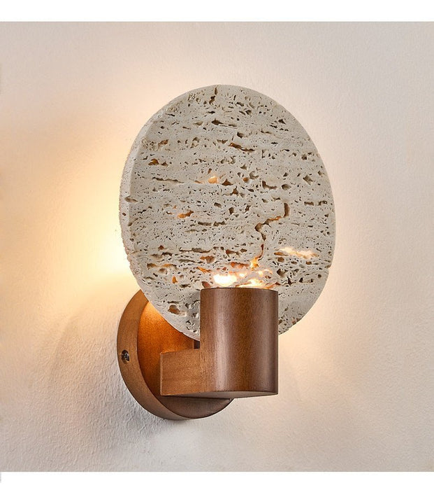 Solis Travertine Round Wall Light - Simprolos