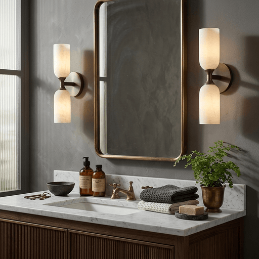 Solmira Twin Alabaster Wall Sconce - Simprolos