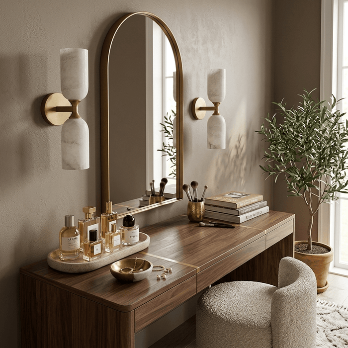Solmira Twin Alabaster Wall Sconce - Simprolos