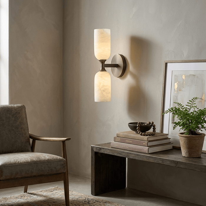 Solmira Twin Alabaster Wall Sconce - Simprolos