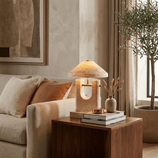 Solvra Yellow Travertine Table Lamp - Simprolos