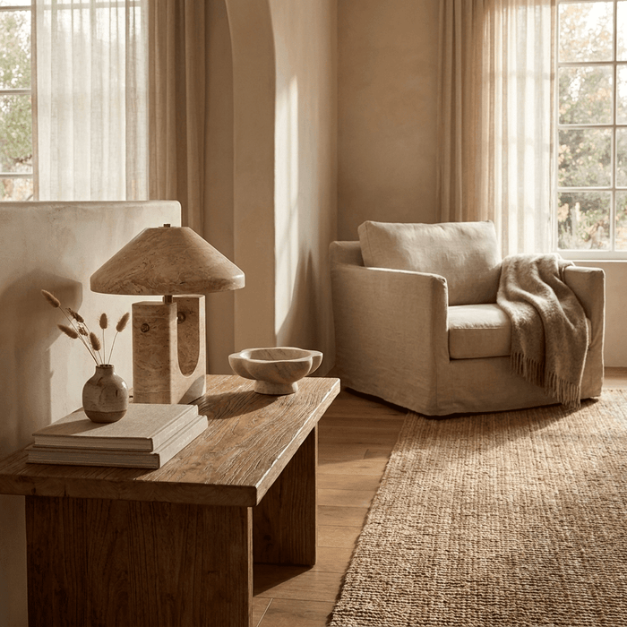 Solvra Yellow Travertine Table Lamp - Simprolos