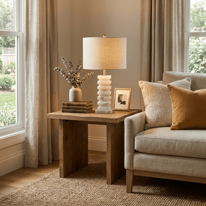 Stacked Alabaster Table Lamp - Simprolos