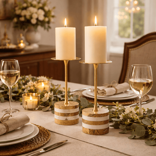 Strata Rise Marble Candle Holder - Simprolos