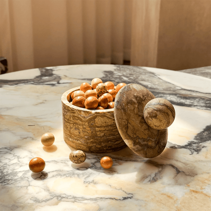 Strata Sphere Stone Storage Box - Simprolos