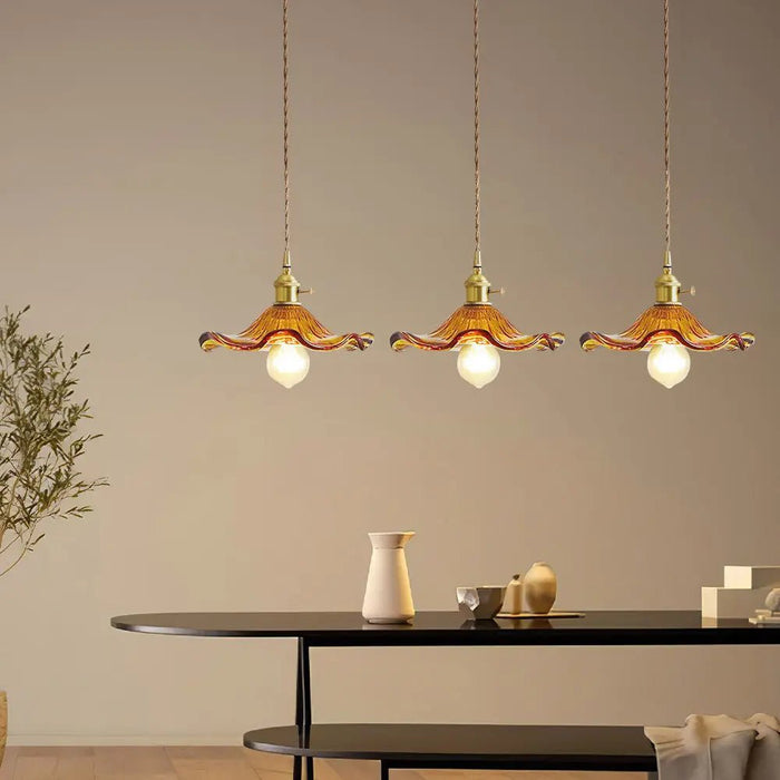 Stylish Hibiscus Flower Glass Pendant Light - Simprolos