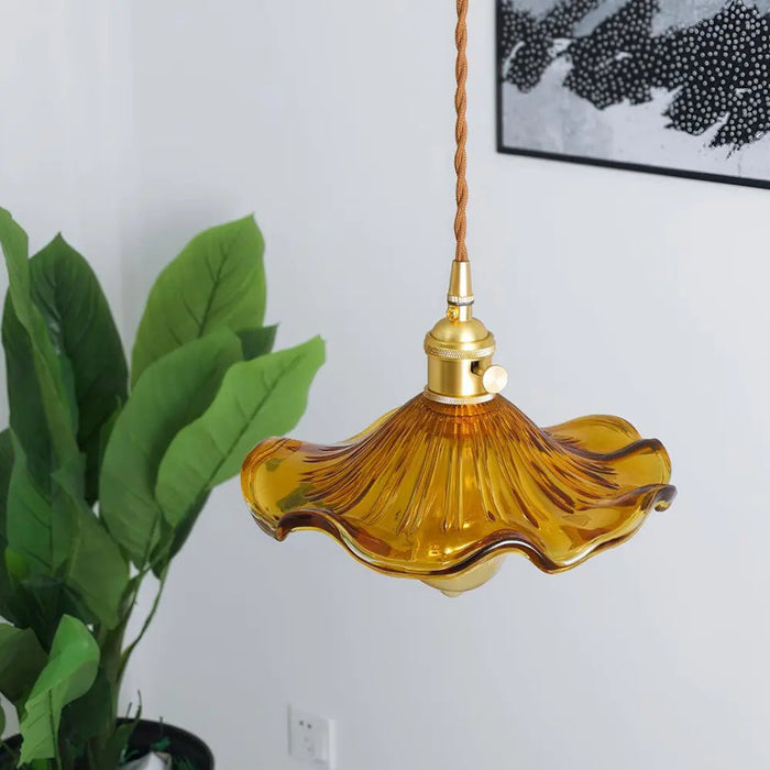 Stylish Hibiscus Flower Glass Pendant Light - Simprolos