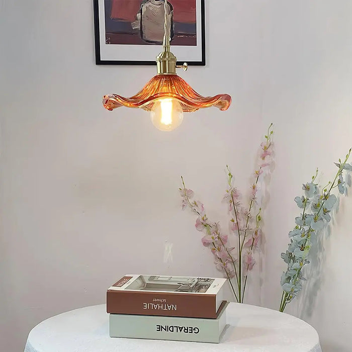 Stylish Hibiscus Flower Glass Pendant Light - Simprolos