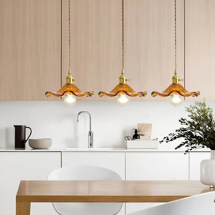 Stylish Hibiscus Flower Glass Pendant Light - Simprolos