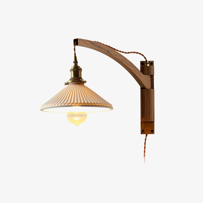 Swing Arm Walnut Wall Light - Simprolos