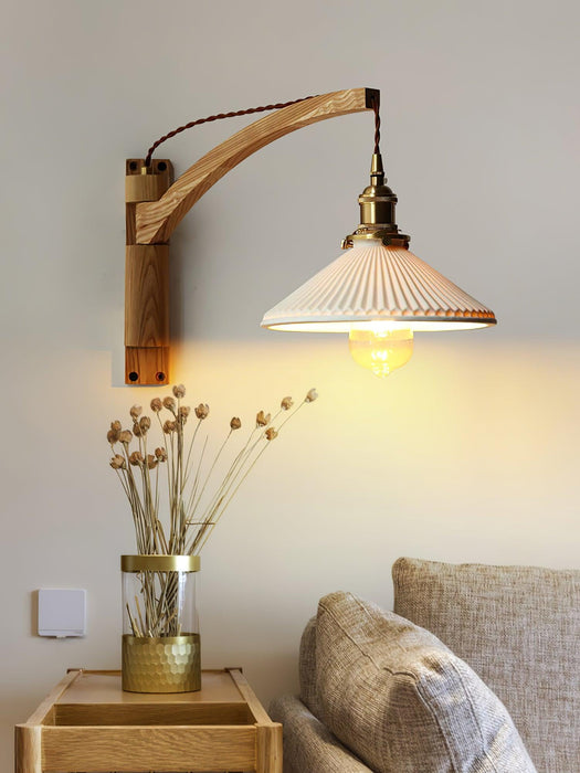 Swing Arm Walnut Wall Light - Simprolos