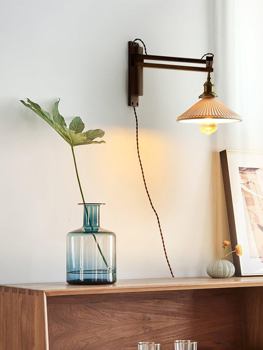 Swing Arm Walnut Wall Light - Simprolos