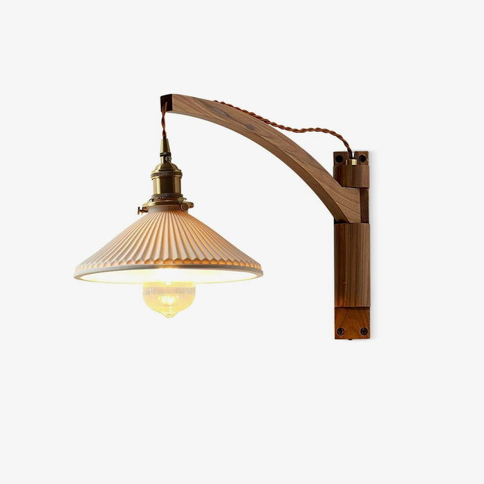 Swing Arm Walnut Wall Light - Simprolos