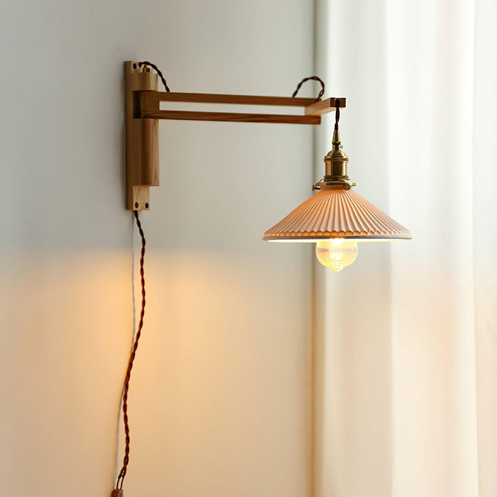 Swing Arm Walnut Wall Light - Simprolos