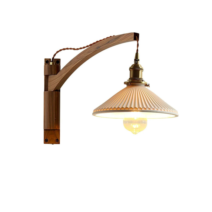 Swing Arm Walnut Wall Light - Simprolos
