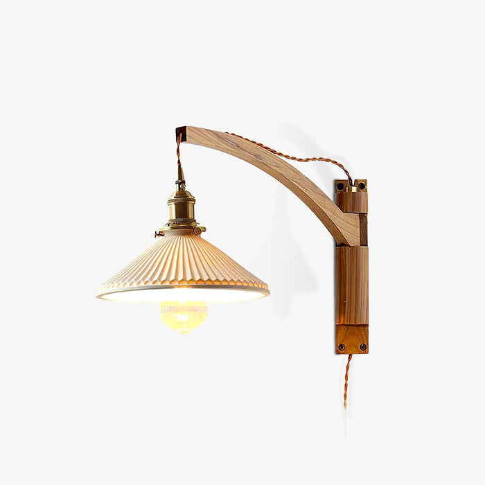 Swing Arm Walnut Wall Light - Simprolos