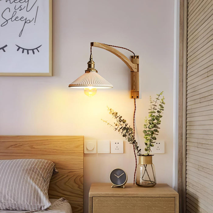 Swing Arm Walnut Wall Light - Simprolos