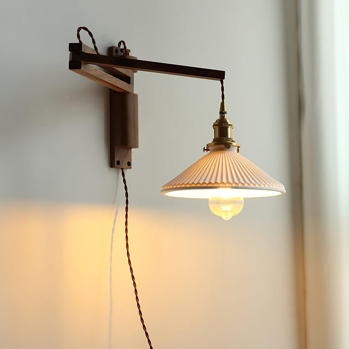 Swing Arm Walnut Wall Light - Simprolos