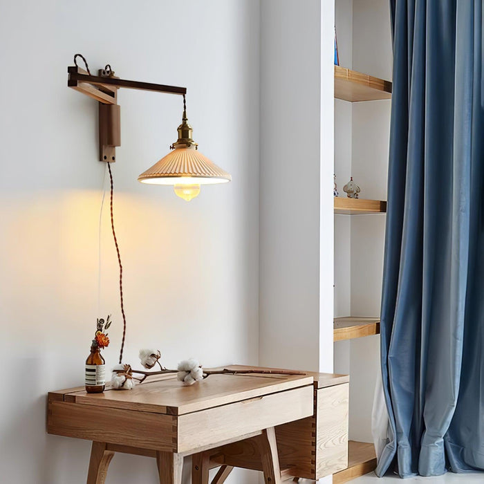 Swing Arm Walnut Wall Light - Simprolos