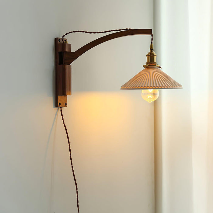 Swing Arm Walnut Wall Light - Simprolos