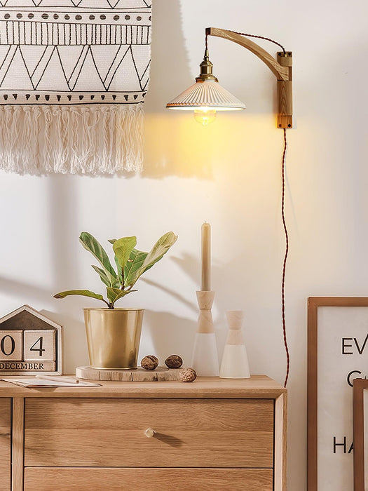 Swing Arm Walnut Wall Light - Simprolos