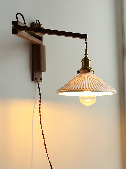 Swing Arm Walnut Wall Light - Simprolos