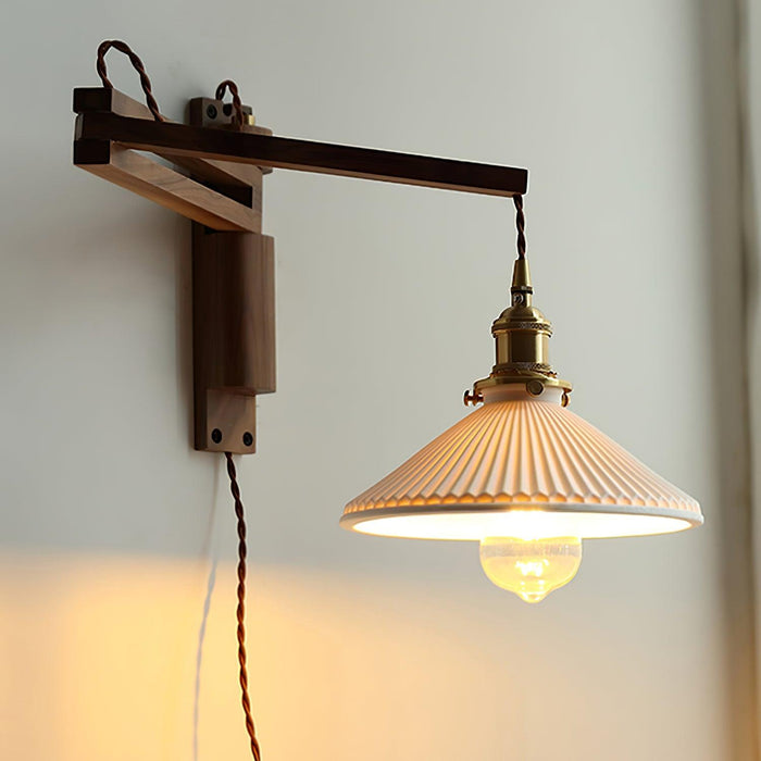 Swing Arm Walnut Wall Light - Simprolos