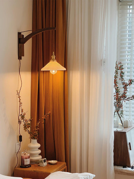 Swing Arm Walnut Wall Light - Simprolos