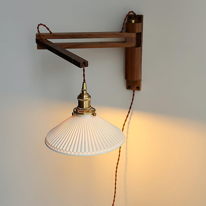 Swing Arm Walnut Wall Light - Simprolos