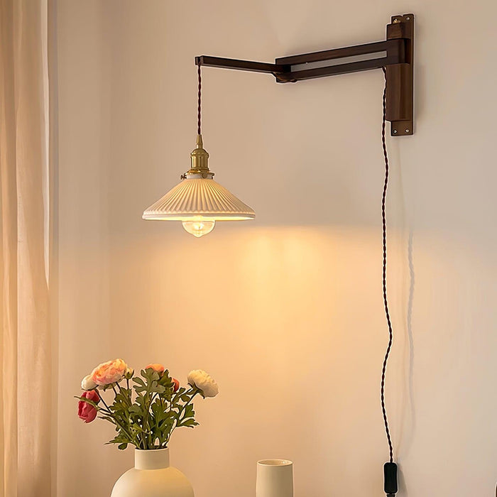Swing Arm Walnut Wall Light - Simprolos