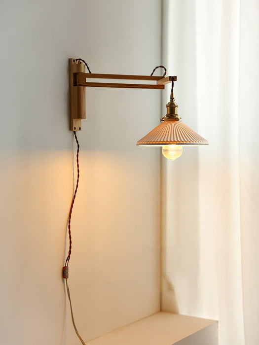 Swing Arm Walnut Wall Light - Simprolos