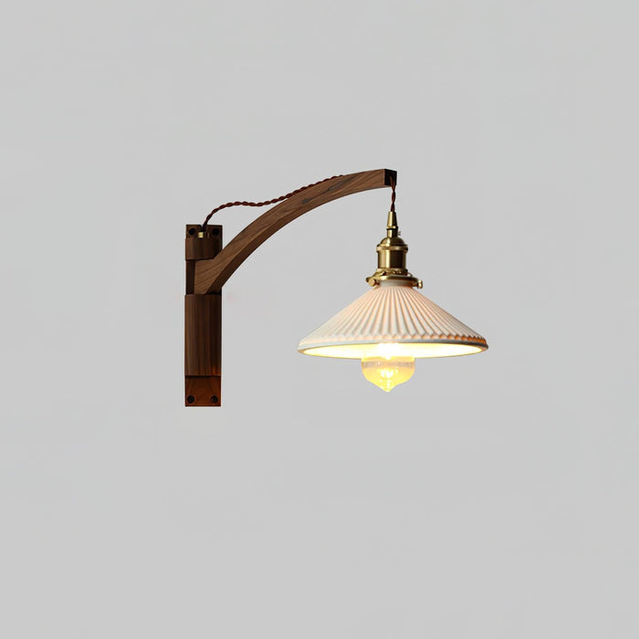 Swing Arm Walnut Wall Light - Simprolos