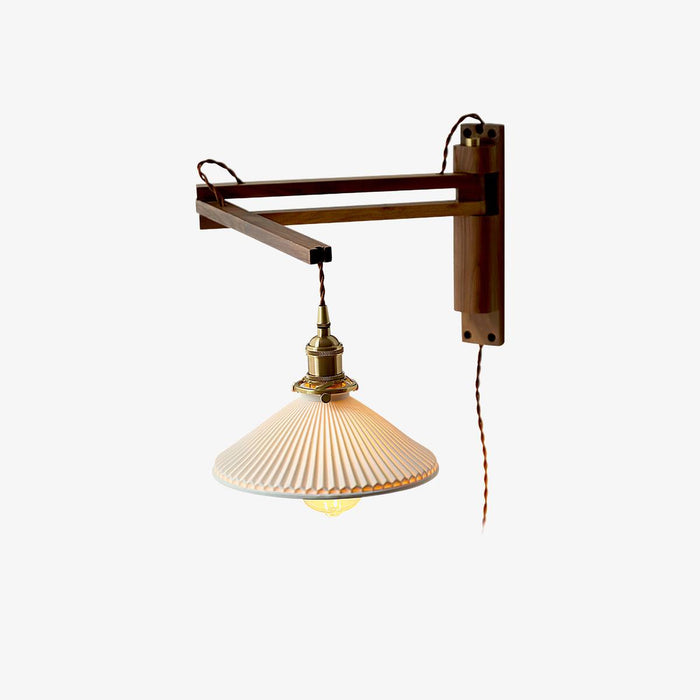 Swing Arm Walnut Wall Light - Simprolos