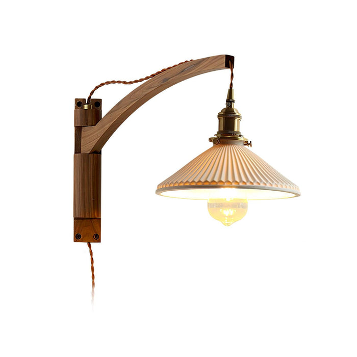 Swing Arm Walnut Wall Light - Simprolos
