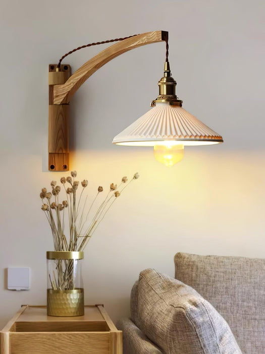 Swing Arm Walnut Wall Light - Simprolos